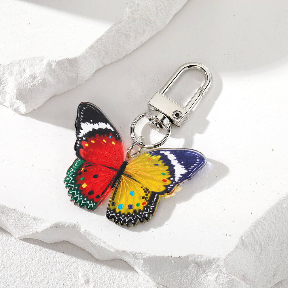 Wholesale 5pcs/pack Acrylic Colored Butterfly Keychain